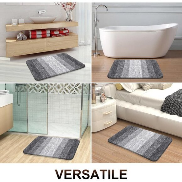 New 3-Piece Bathroom Rug Set, Soft Absorbent Microfiber, Non-Slip, Grey - Picture 9 of 9